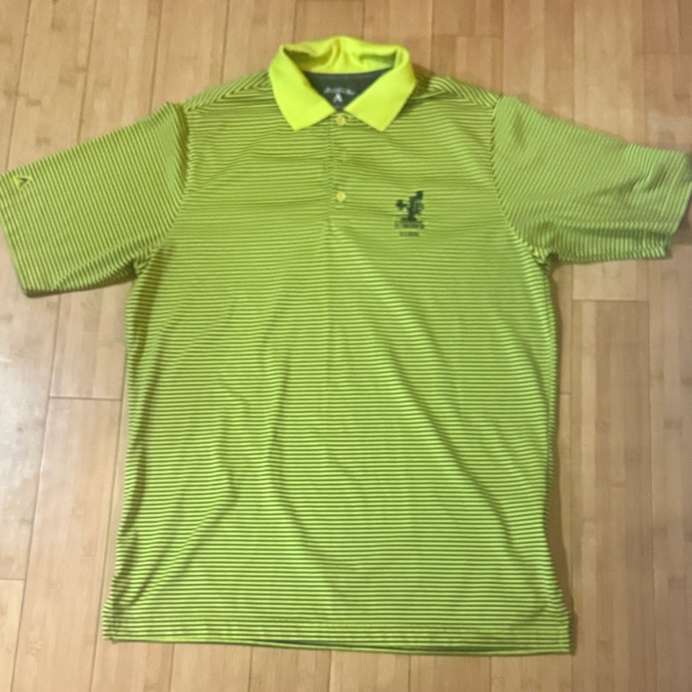 Antigua Yellow Striped Polo Shirt